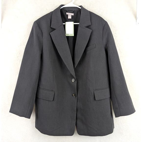 H&M Jackets & Blazers - New H&M sz L Oversized Blazer Jacket gray women lined pockets 2428